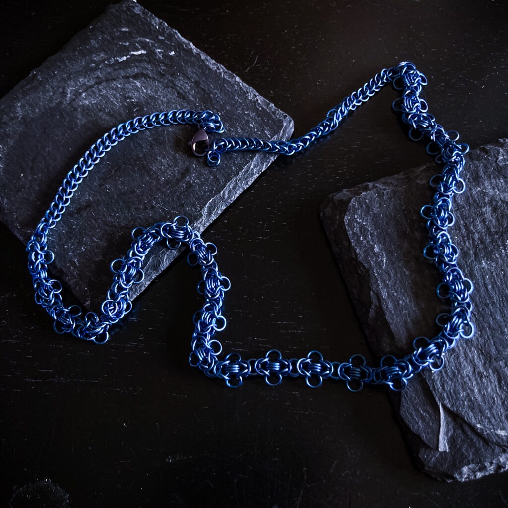 Blue titanium necklace